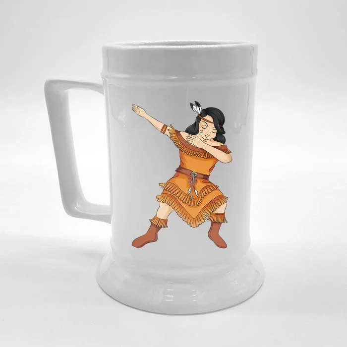 Dabbing Native American Us Pilgrim Cherokee Funny Usa Gift Front & Back Beer Stein