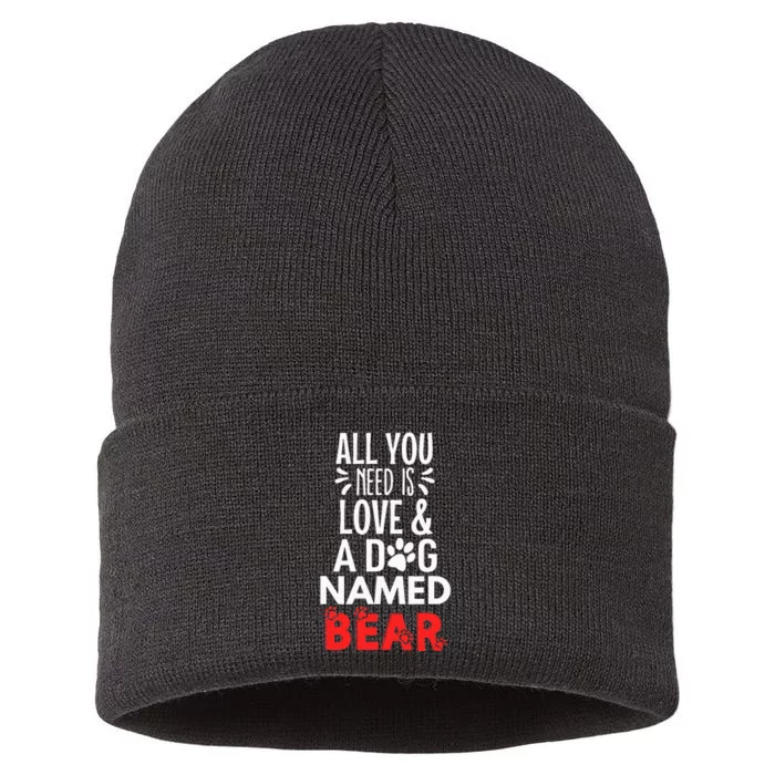 Dog Name Bear Design All You Need Is Love Sustainable Knit Beanie