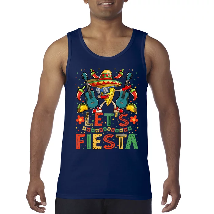 Dabbing Nacho Cinco de Mayo  Lets Fiesta Tank Top