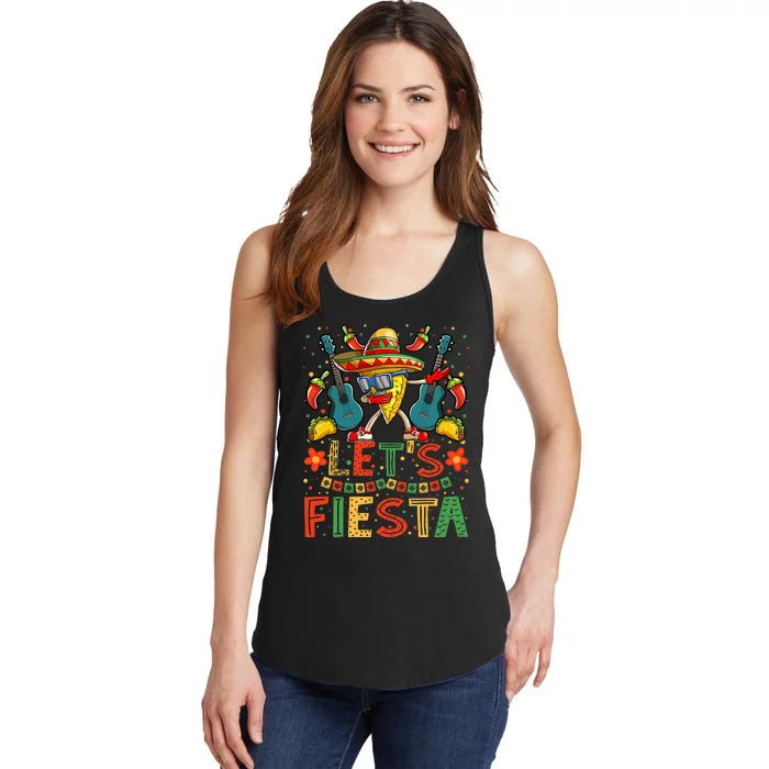 Dabbing Nacho Cinco de Mayo Lets Fiesta Ladies Essential Tank