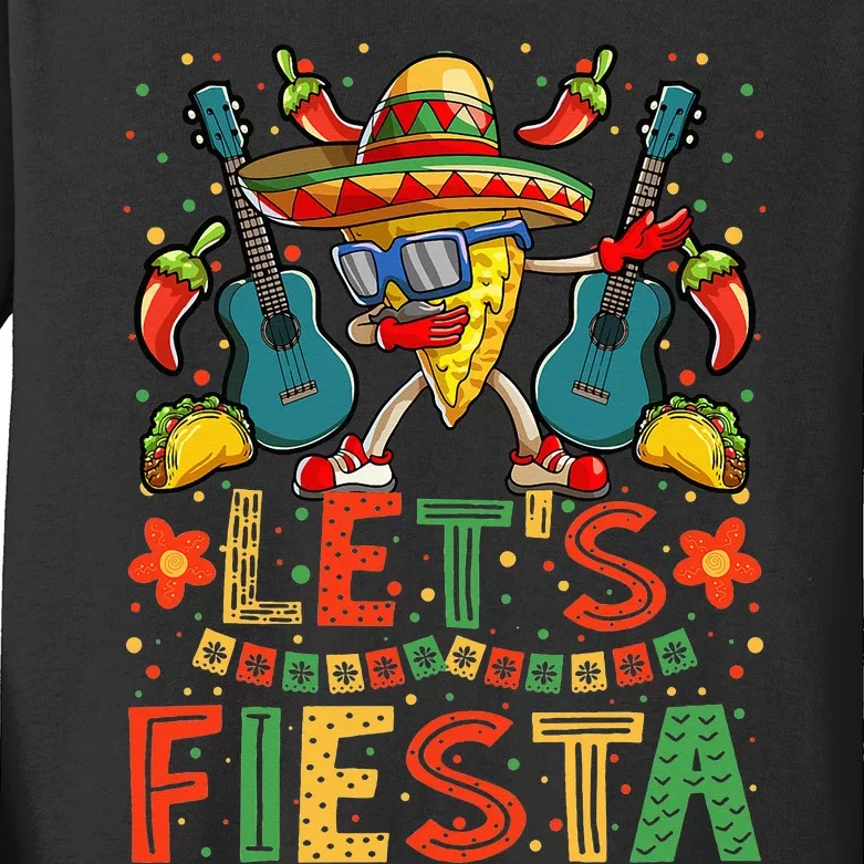 Dabbing Nacho Cinco de Mayo Lets Fiesta Kids Long Sleeve Shirt