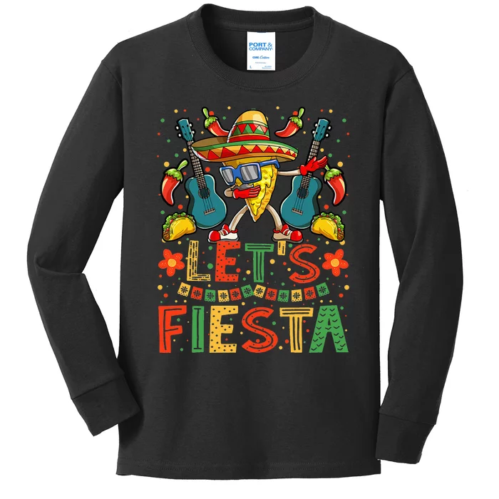 Dabbing Nacho Cinco de Mayo Lets Fiesta Kids Long Sleeve Shirt