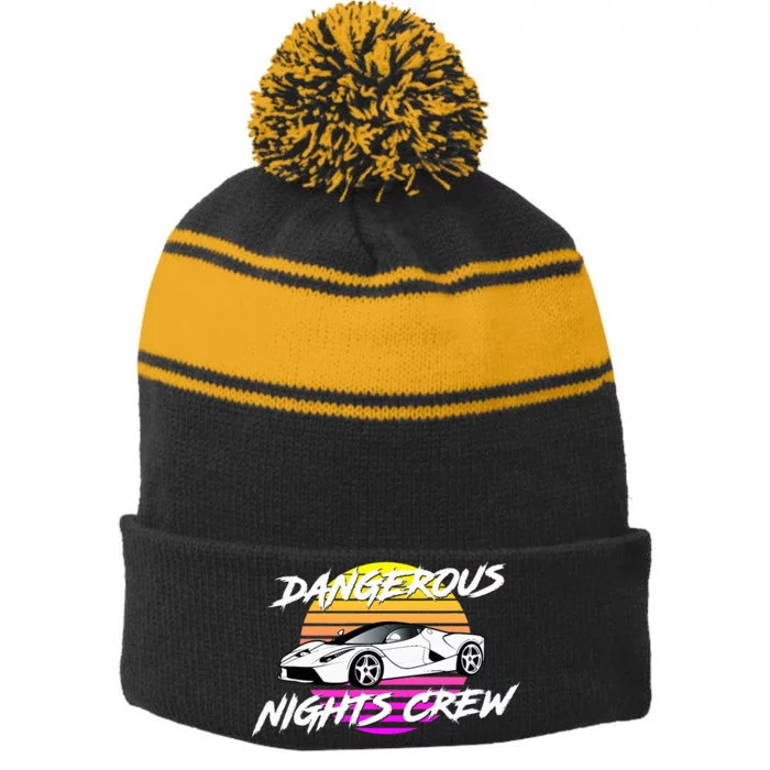 Dangerous Nights Crew Stripe Pom Pom Beanie