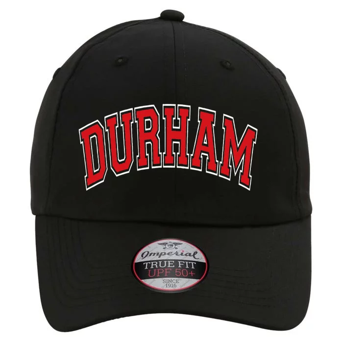 Durham North Carolina NC Varsity Style Red Text The Original Performance Cap