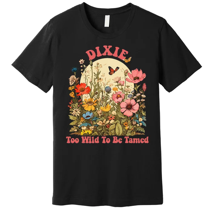 Dixie Name Cute Retro Wildflower Dixie Name Premium T-Shirt