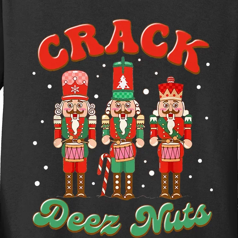 Deez Nuts Christmas Xmas Crack Nutcracker Nut Cracker Kids Long Sleeve Shirt