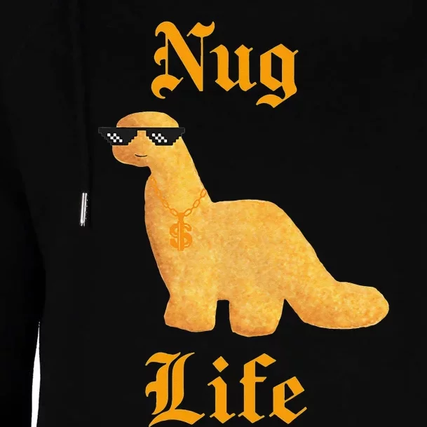 Dino Nugs Chicken Nugget Nuggy Fried Snack Womens Funnel Neck Pullover Hood