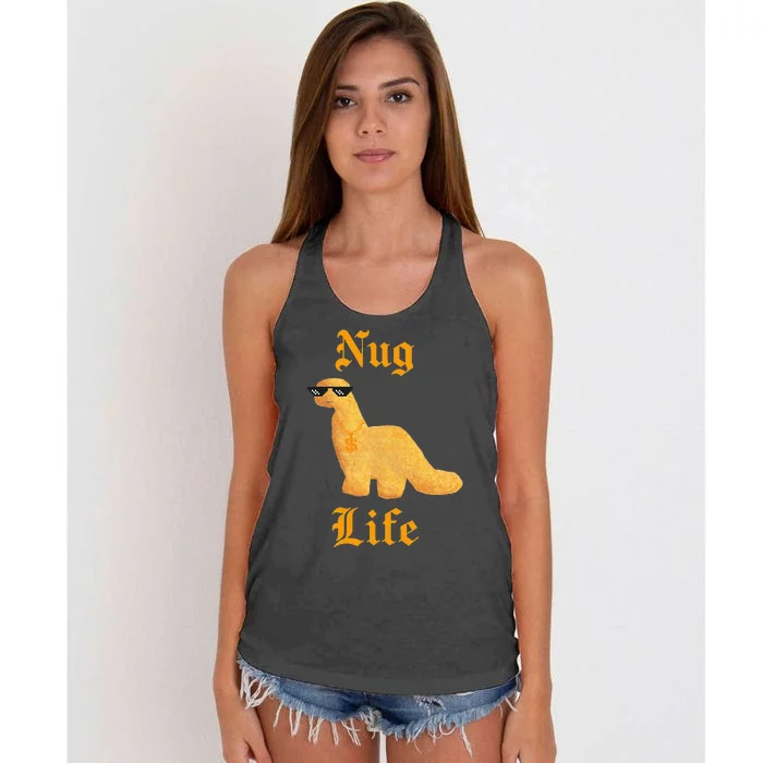 Dino Nugs Chicken Nugget Nuggy Fried Snack Women's Knotted Racerback Tank