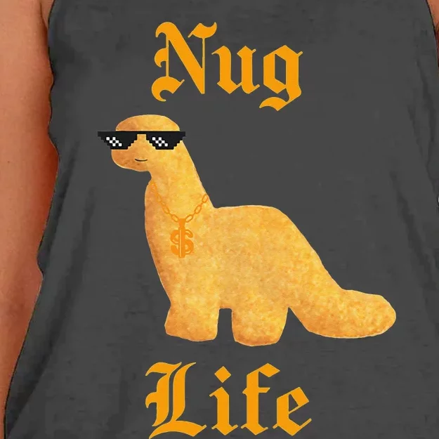 Dino Nugs Chicken Nugget Nuggy Fried Snack Women's Knotted Racerback Tank