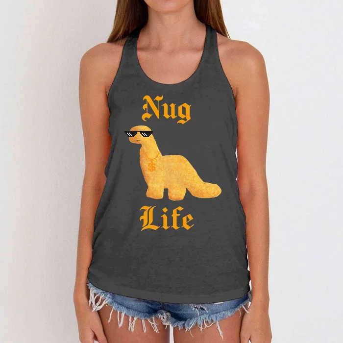 Dino Nugs Chicken Nugget Nuggy Fried Snack Women's Knotted Racerback Tank