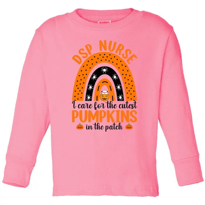 Dsp Nurse Cutest Pumpkins Rainbow Halloween Spider Gift Toddler Long Sleeve Shirt