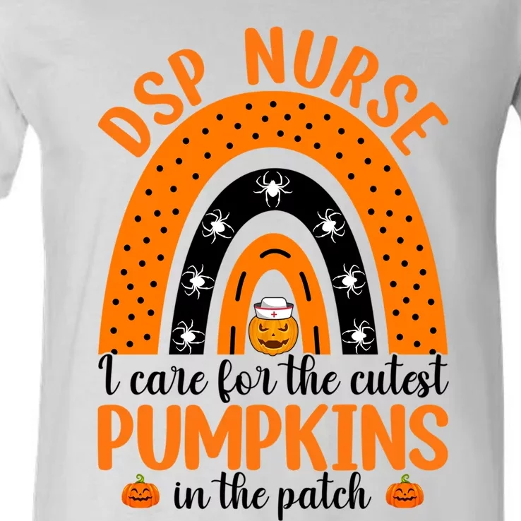 Dsp Nurse Cutest Pumpkins Rainbow Halloween Spider Gift V-Neck T-Shirt