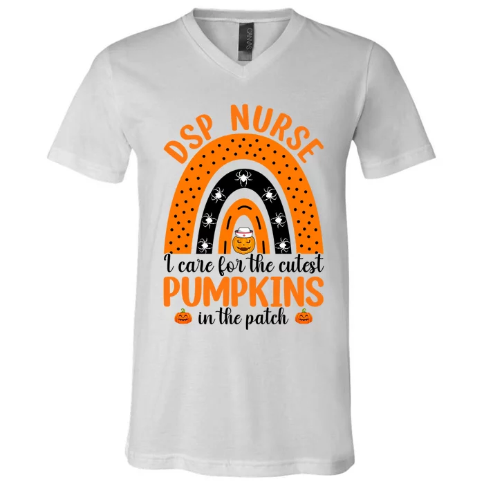 Dsp Nurse Cutest Pumpkins Rainbow Halloween Spider Gift V-Neck T-Shirt