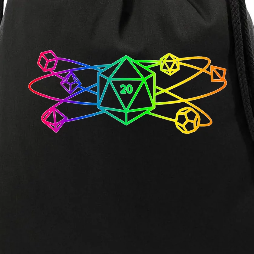 DnD D20 Atom Rainbow Gamer Drawstring Bag