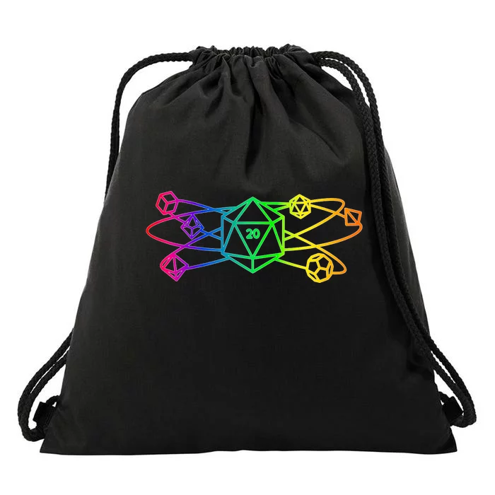 DnD D20 Atom Rainbow Gamer Drawstring Bag