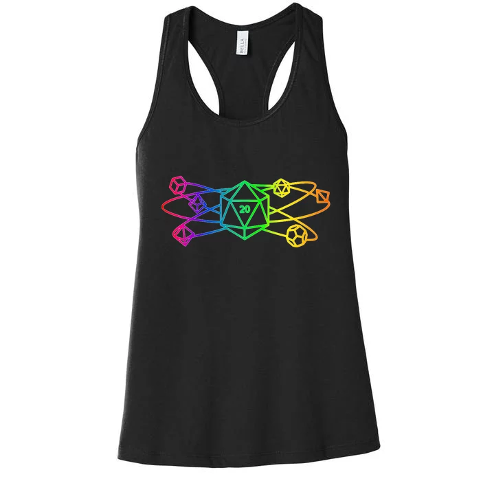 DnD D20 Atom Rainbow Gamer Women's Racerback Tank