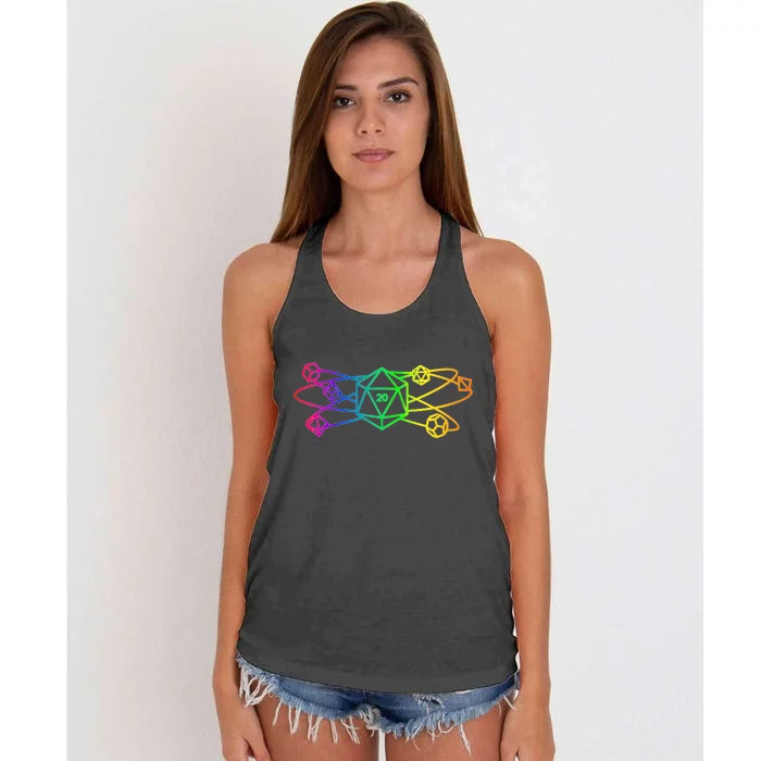 DnD D20 Atom Rainbow Gamer Women's Knotted Racerback Tank