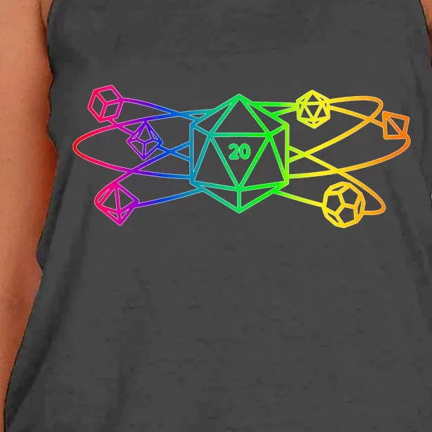 DnD D20 Atom Rainbow Gamer Women's Knotted Racerback Tank