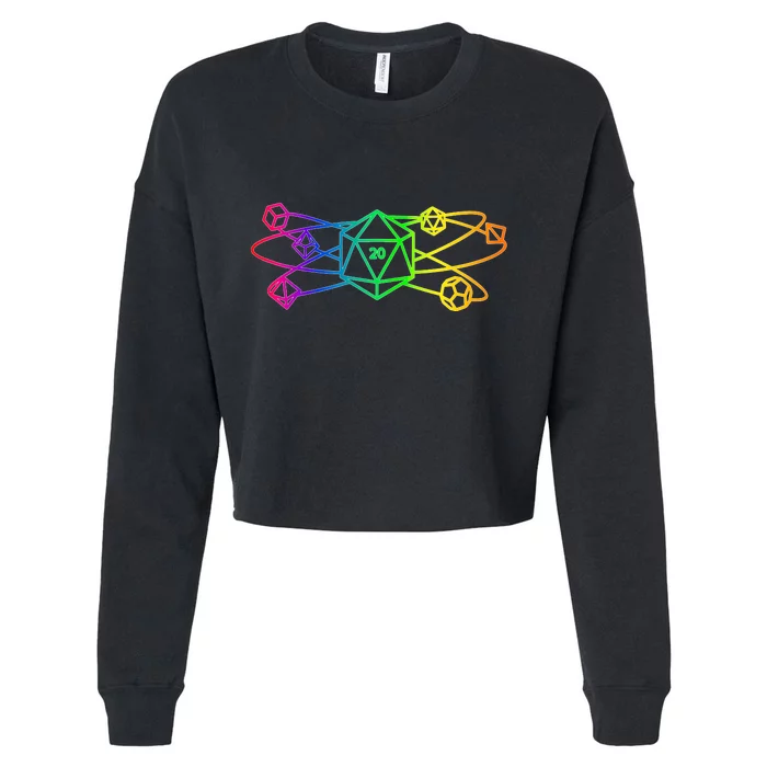 DnD D20 Atom Rainbow Gamer Cropped Pullover Crew