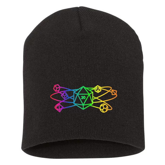 DnD D20 Atom Rainbow Gamer Short Acrylic Beanie