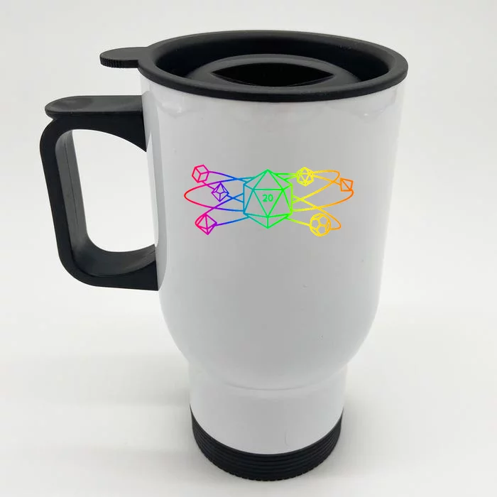 DnD D20 Atom Rainbow Gamer Front & Back Stainless Steel Travel Mug