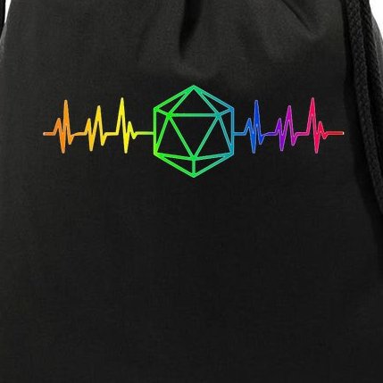 DnD D20 Life Pulse Rainbow Drawstring Bag