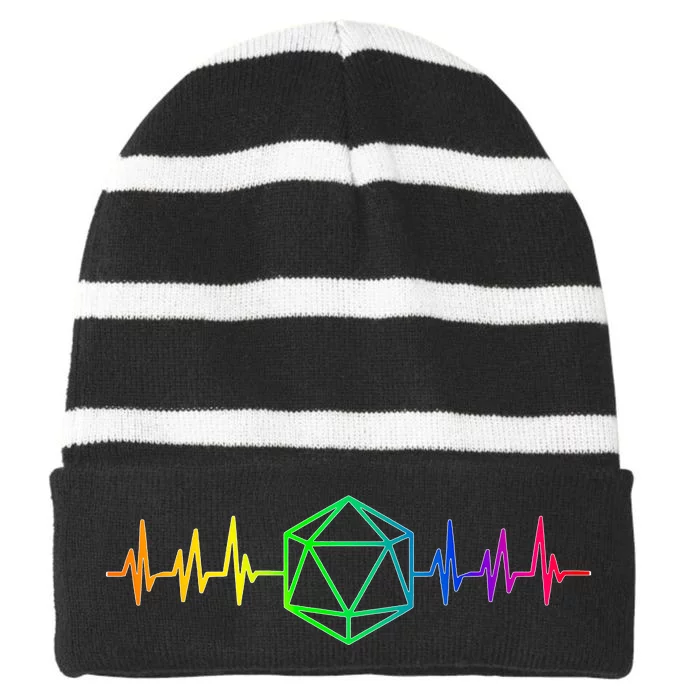 DnD D20 Life Pulse Rainbow Striped Beanie with Solid Band