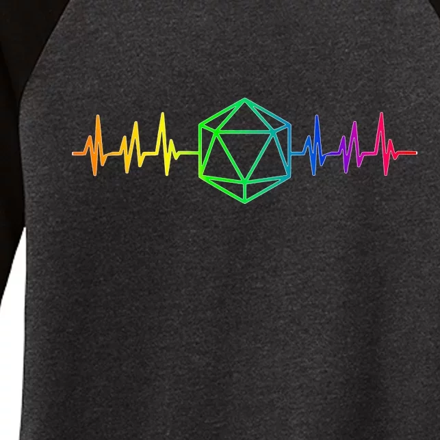 DnD D20 Life Pulse Rainbow Women's Tri-Blend 3/4-Sleeve Raglan Shirt