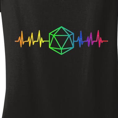 DnD D20 Life Pulse Rainbow Women's V-Neck T-Shirt