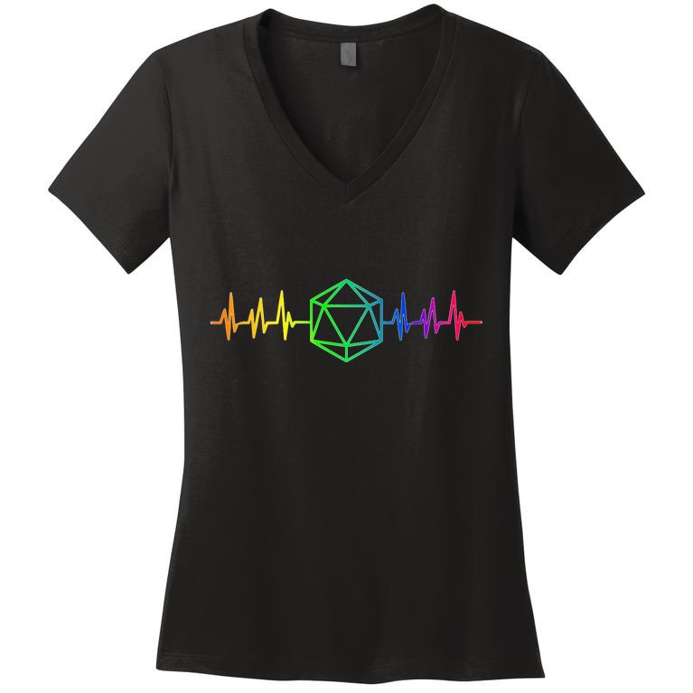 DnD D20 Life Pulse Rainbow Women's V-Neck T-Shirt