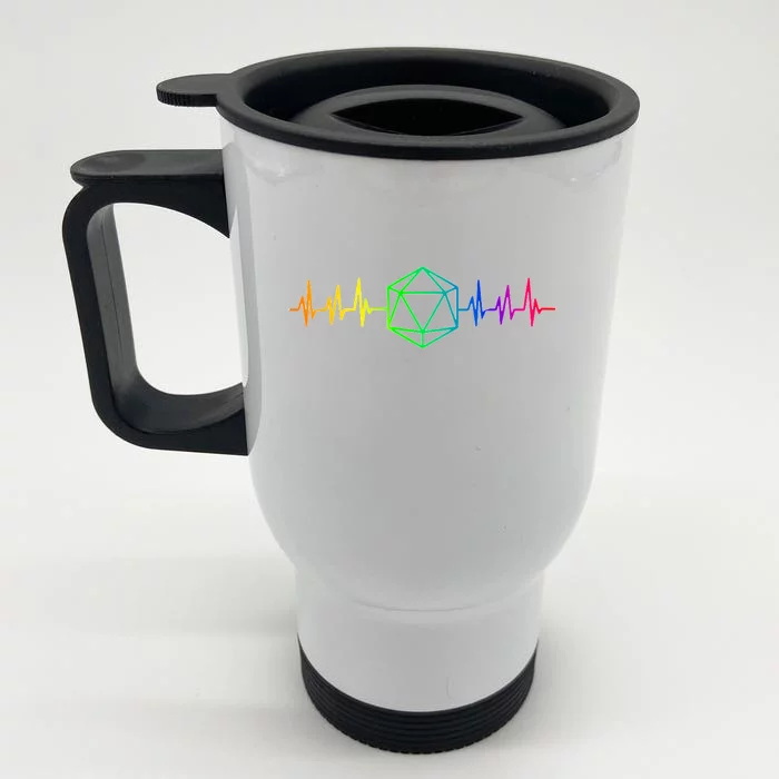 DnD D20 Life Pulse Rainbow Front & Back Stainless Steel Travel Mug