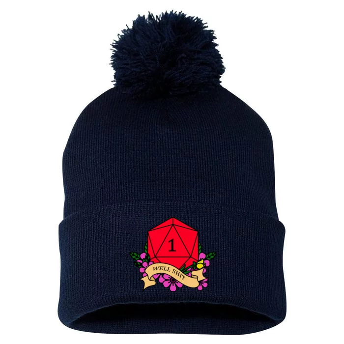 DND Well Shit Dice Game Pom Pom 12in Knit Beanie