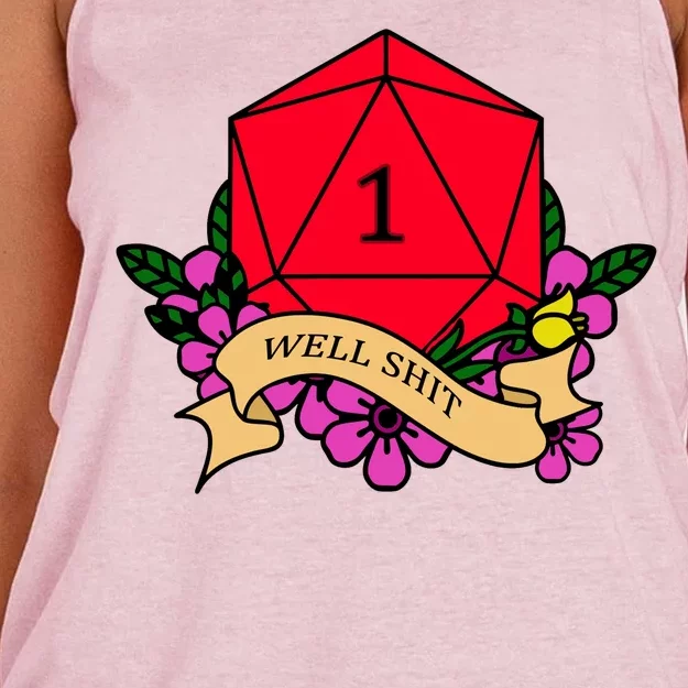 DND Well Shit Dice Game Women's Knotted Racerback Tank