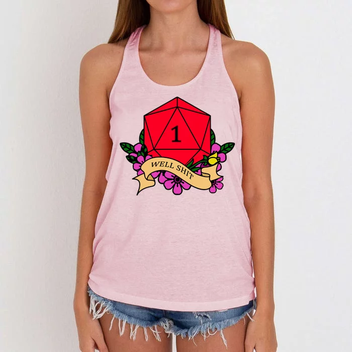 DND Well Shit Dice Game Women's Knotted Racerback Tank