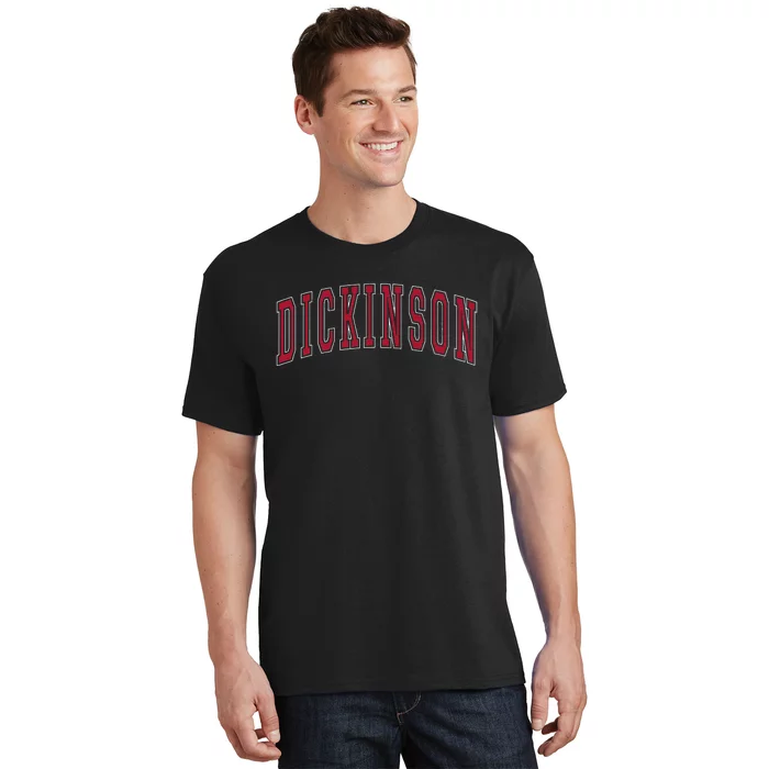 Dickinson North Dakota Souvenir College Style Red Text T-Shirt