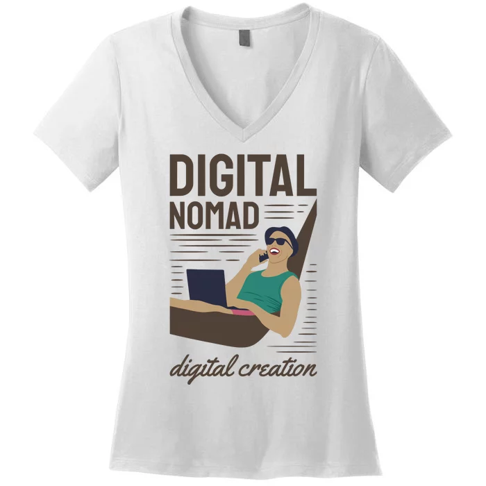 Digital Nomad Digital Creation Women's V-Neck T-Shirt