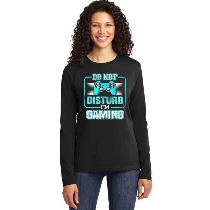 Do Not Disturb I'm Gaming Funny Gamer Video Games Boys Ladies Long Sleeve Shirt