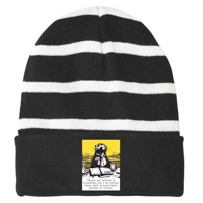 Doing Nothing Striped Beanie with Solid Band