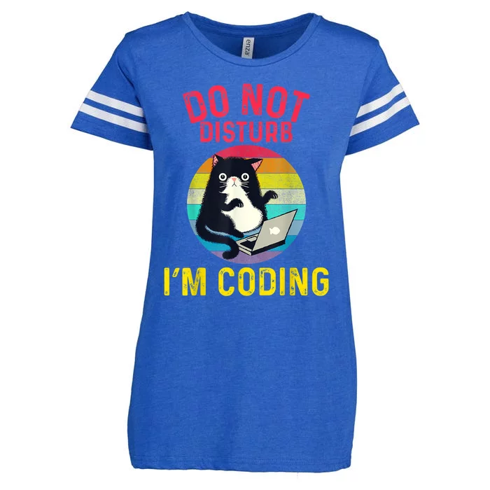 Do Not Disturb I’m Coding. Funny And Cute Cat Enza Ladies Jersey Football T-Shirt