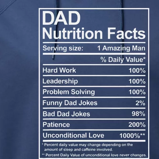 Dad Nutrition Facts Funny Sweet Thoughtful Cool Father's Day Performance Fleece Hoodie