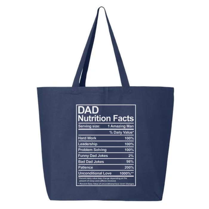 Dad Nutrition Facts Funny Sweet Thoughtful Cool Father's Day 25L Jumbo Tote