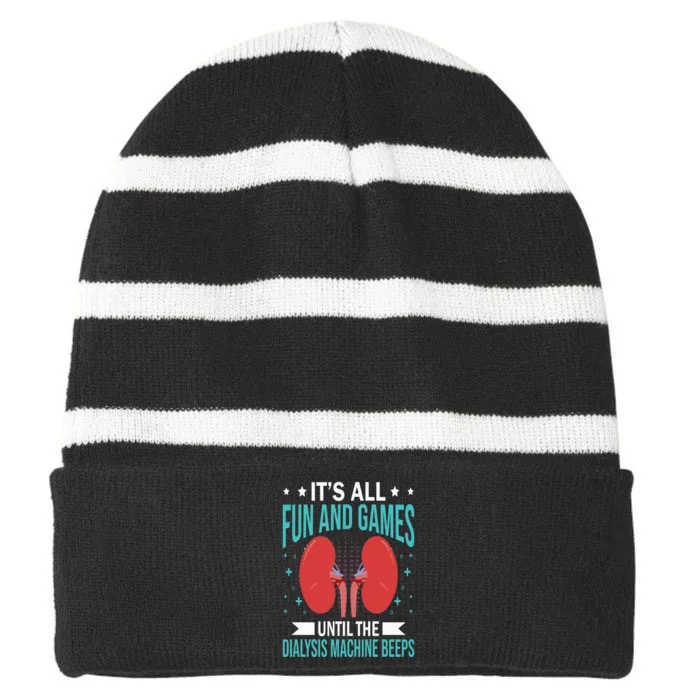 Dialysis Nurse Funny Dialysis Technician Striped Beanie with Solid Band