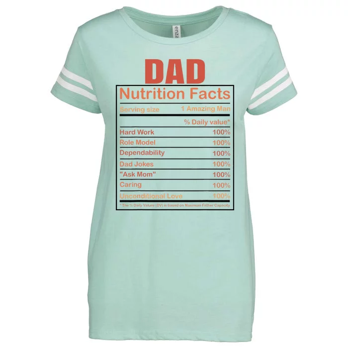 Dad Nutrition Facts Funny Humorous Dad Quote For Fathers Day Enza Ladies Jersey Football T-Shirt