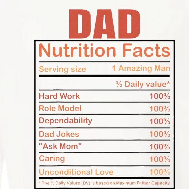 Dad Nutrition Facts Funny Humorous Dad Quote For Fathers Day Cropped Pullover Crew