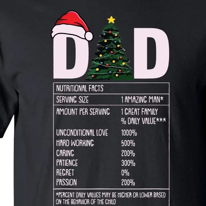 Dad Nutrition Facts Christmas Funny Xmas Pajama Papa Father Tall T-Shirt