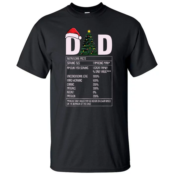 Dad Nutrition Facts Christmas Funny Xmas Pajama Papa Father Tall T-Shirt