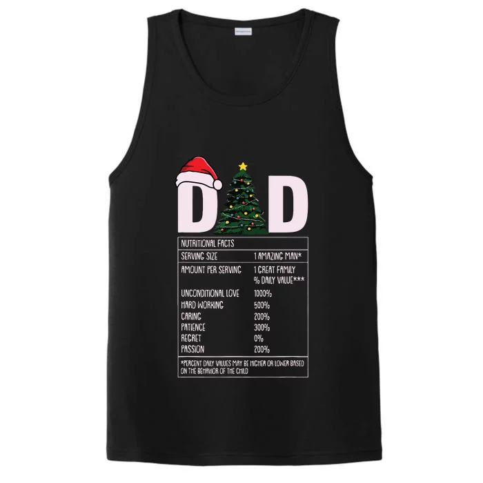 Dad Nutrition Facts Christmas Funny Xmas Pajama Papa Father Performance Tank