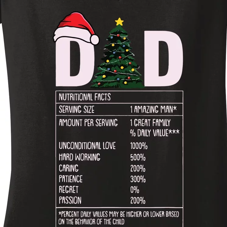 Dad Nutrition Facts Christmas Funny Xmas Pajama Papa Father Women's V-Neck T-Shirt