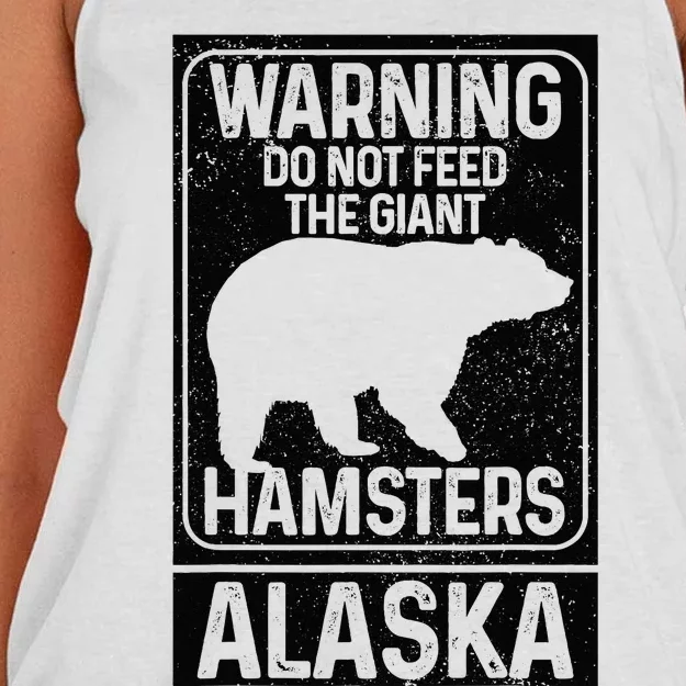 Do Not Feed The Giant Hamsters Grizzly Bear Funny Alaska Women's Knotted Racerback Tank