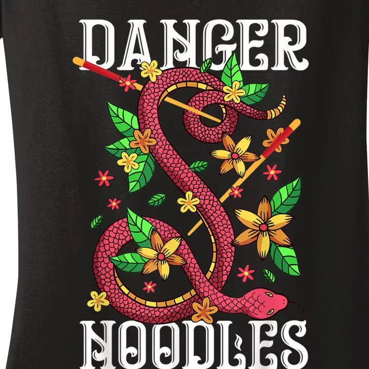 Danger Noodle Funny Snake Snakes Lover Women's V-Neck T-Shirt